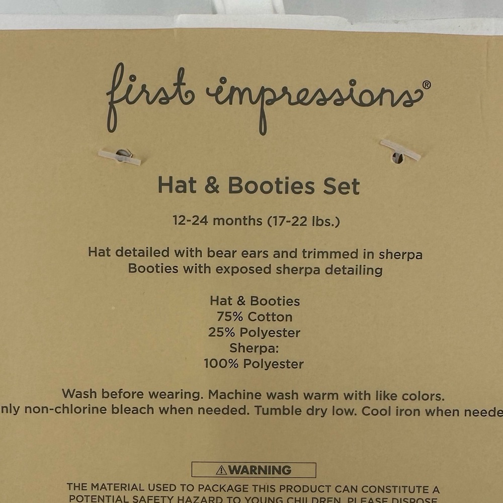 First Impressions Baby Hat and Booties Set Size 12-24 Months New with Tag - Picture 6 of 7